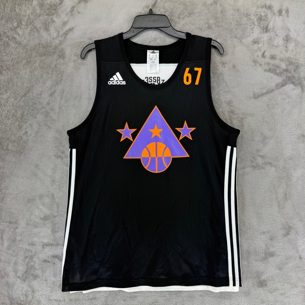 Adidas 3SSB Basketball Jersey Mens XL Black White Reversible 67 DX6385 Mesh Tank